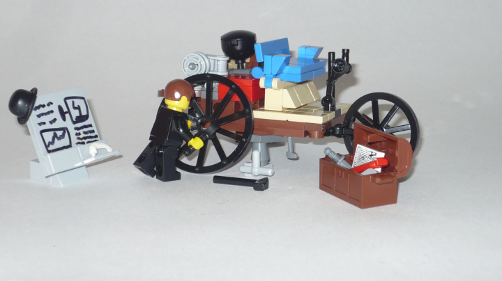 LEGO MOC - Because we can! - La première automobile de l'histoire: Вот сам Карл Бенц доделывает свой агрегат