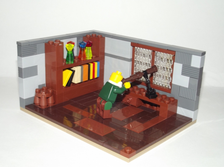 LEGO MOC - Because we can! - Galileo Galilei's Telescope: Основной вид!<br />
Комната Галилео небольшой шкаф, со всем необходимым для ученого. И стол с телескопом.