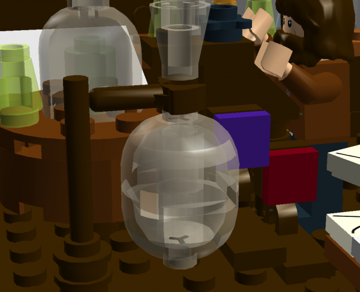 LEGO MOC - Because we can! - Mendeleev D.: Critical Point: У стола стоит ещё одна большая колба