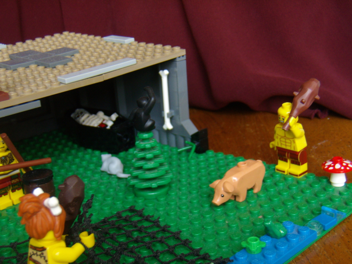 LEGO MOC - Because we can! - Caveman fire discovery: Сценка охоты с другой стороны.