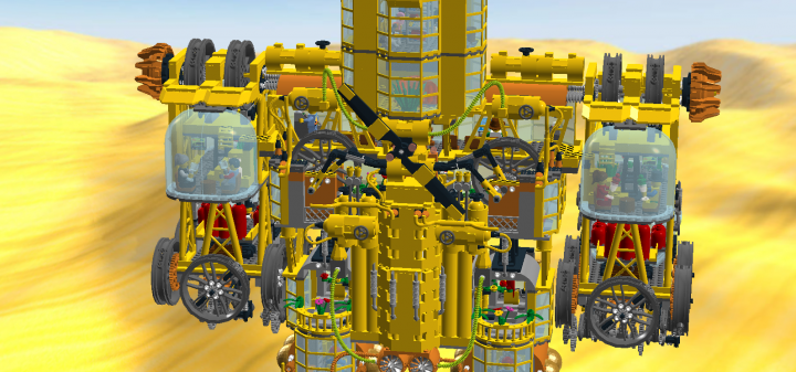 LEGO MOC - Steampunk Machine - Желтый дракон: на спине находится вспомогательный ветровой двигатель 