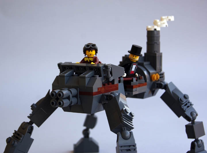 LEGO MOC - Steampunk Machine - Steampunk Walker: Спереди расположен  небольшой   пулемёт.