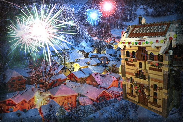 LEGO MOC - New Year's Brick 2014 - Старый исландский новогодний дом: И вот фото (абсолютный реализм) которое я выбрал для обработки, вся деревня празднует Новый год!