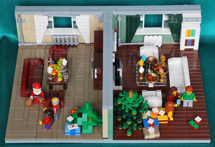 LEGO MOC - New Year's Brick 2014 - Новогоднее чудо: Итак, канун Нового, 2014-го Года. До боя курантов остаются считанные минуты.<br />
Перенесемся в обычный городской многоэтажный дом, а именно, на 10-й этаж. Уберем все лишнее, что бы это не мешало нам наблюдать за происходящим в квартирах 67 и 68.<br />
