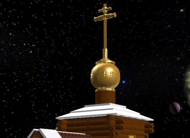LEGO MOC - New Year's Brick 2014 - Рождественский вечер: Церковь венчает золотой купол