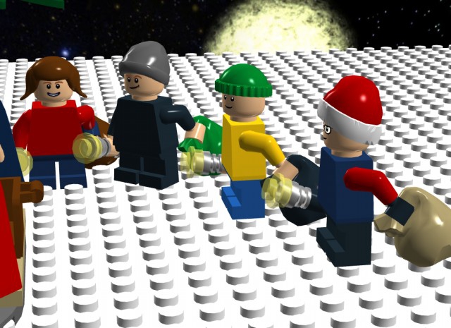 LEGO MOC - New Year's Brick 2014 - Рождественский вечер: Дети остановились около вертепа, чтобы посмотреть. Этим вечером они колядуют, славят Христа (да-да, именно на Рождество дети колядовали, а не как сейчас принято 13 января)
