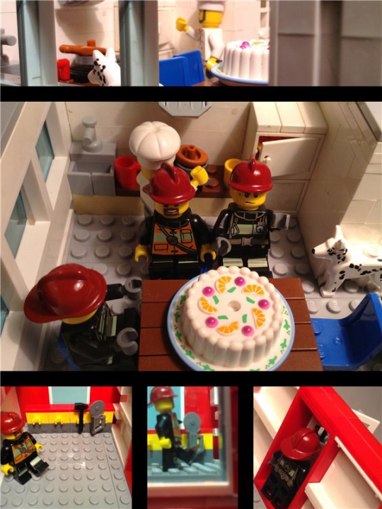 LEGO MOC - New Year's Brick 2014 - Дежурство в новогоднюю смену: Тем временем на крыше пожарной части Спайдермен размышлял, что же подарить Тётушке... Он Ходил из угла в угол, бормоча названия вариантов подарков.
