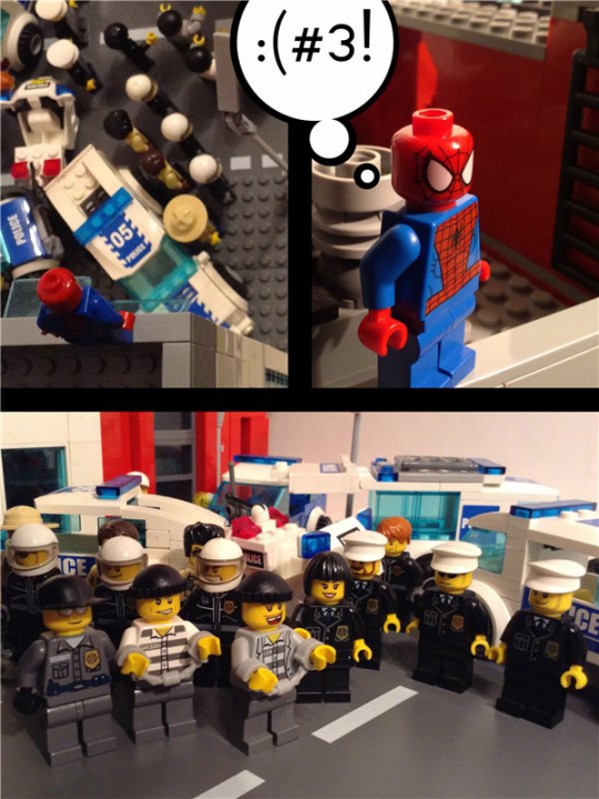 LEGO MOC - New Year's Brick 2014 - Дежурство в новогоднюю смену: После того, как преступников увезли, пожарники отправились ждать окончание смены. Каково было же их удивление, когда под елкой их ждала гора подарков. Больше всех удивился Повар-пожарник, который все время находился в комнате отдыха и мыл посуду и не заметил кто и когда их принес.<br />
Пожарники совсем забыли, что они дежурили в новогоднюю ночь.