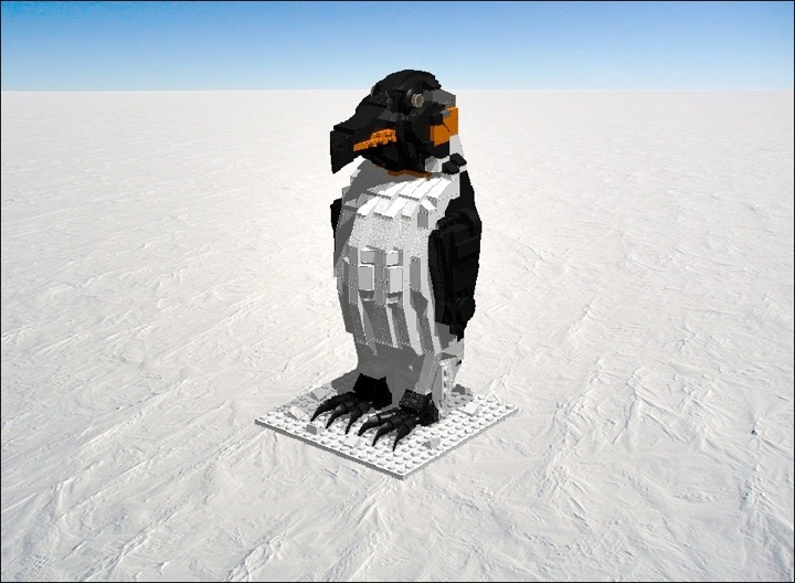LEGO MOC - 16x16: Animals - Emperor Penguin: Пингвин на фоне Антарктиды.