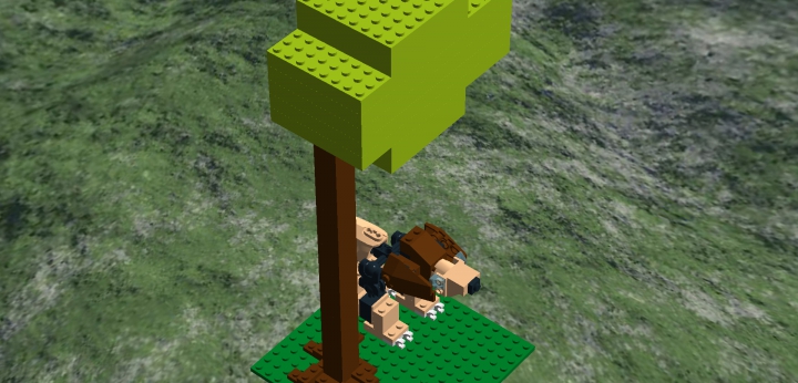 LEGO MOC - 16x16: Animals - Lion under the breaking Baobab