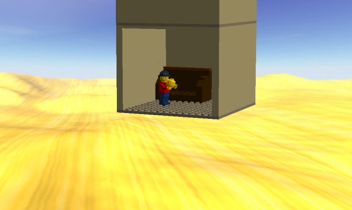 LEGO MOC - 16x16: Demotivator - Гляделки по-леговски: Ещё одно фото работы. Как вы видите, стены - бежевые.