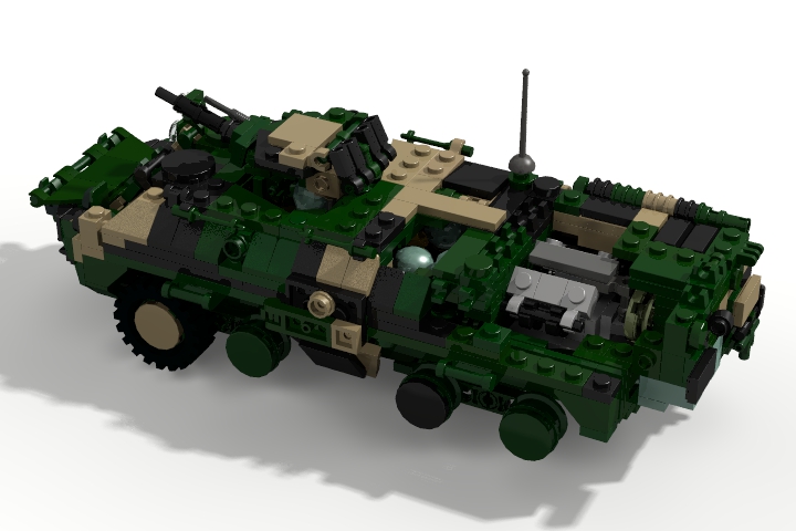 LEGO MOC - LDD-contest '20th-century military equipment‎' - BTR-80: На БТР-80 используется двигатель КамАЗ-740.3 с турбокомпрессором, на каждом развале двигателя. БТР-80 с двигателем ЯМЗ-238М2 имеет индекс БТР-80М.