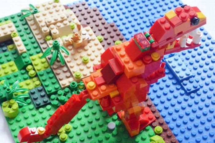 LEGO MOC - Jurassic World - Тираннозавр РЕКС на берегу озера! 