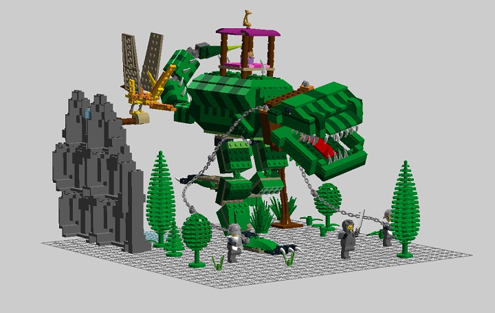 LEGO MOC - Jurassic World - Прогулка с динозаврами: Присмотритесь: кот вам улыбается.