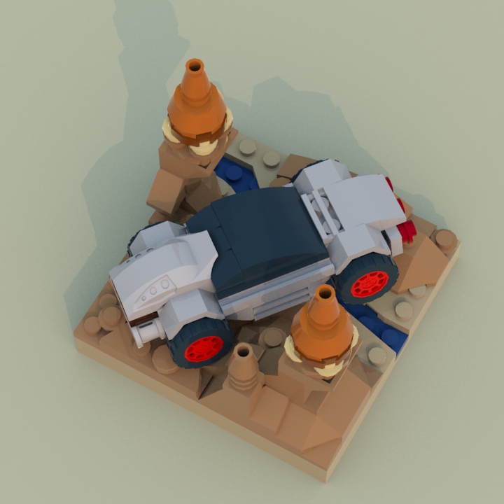 LEGO MOC - Battle of the Masters 'In cube' - Пересечение ручья в каньоне: У авто сзади - выпуклый багажник, он же по совместительству - характерный элемент дизайна.