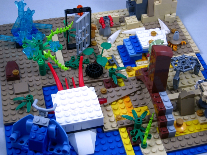 LEGO MOC - Инопланетная жизнь - Однажды на планете Пескор: Вид с высоты птичьего полета.