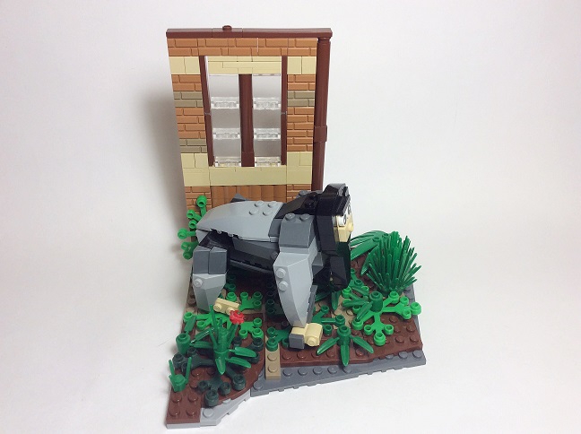 LEGO MOC - Russian Tales' Wonders - Дикий помещик: 'Выйдет он в свой парк, в котором он когда-то нежил свое тело рыхлое, белое, рассыпчатое, как кошка, в один миг, взлезет на самую вершину дерева и стережет оттуда. Прибежит, это, заяц, встанет на задние лапки и прислушивается, нет ли откуда опасности, - а он уж тут как тут. Словно стрела соскочит с дерева, вцепится в свою добычу, разорвет ее ногтями, да так со всеми внутренностями, даже со шкурой, и съест.'