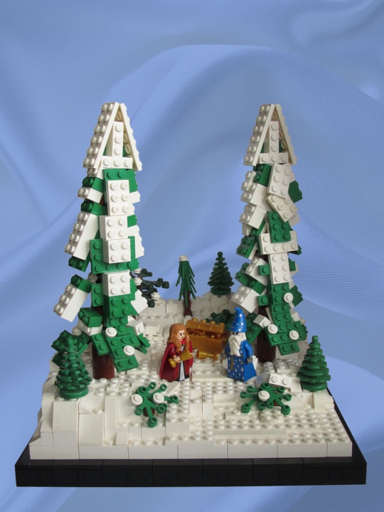 LEGO MOC - Russian Tales' Wonders - Морозко: ‎Осталась бедненькая, трясётся и тихонько молитву творит. Приходит Мороз, попрыгивает-поскакивает, на красную девушку поглядывает:<br />
<br />
— Девушка, девушка, я Мороз красный нос!<br />
<br />
— Добро пожаловать, Мороз; знать, бог тебя принёс по мою душу грешную.<br />
<br />
Мороз хотел её тукнуть и заморозить; но полюбились ему её умные речи, жаль стало! Бросил он ей шубу. Оделась она в шубу, подожмала ножки, сидит. Опять пришёл Мороз красный нос, попрыгивает-поскакивает, на красную девушку поглядывает:<br />
<br />
— Девушка, девушка, я Мороз красный нос!<br />
<br />
— Добро пожаловать, Мороз; знать, бог тебя принёс по мою душу грешную.