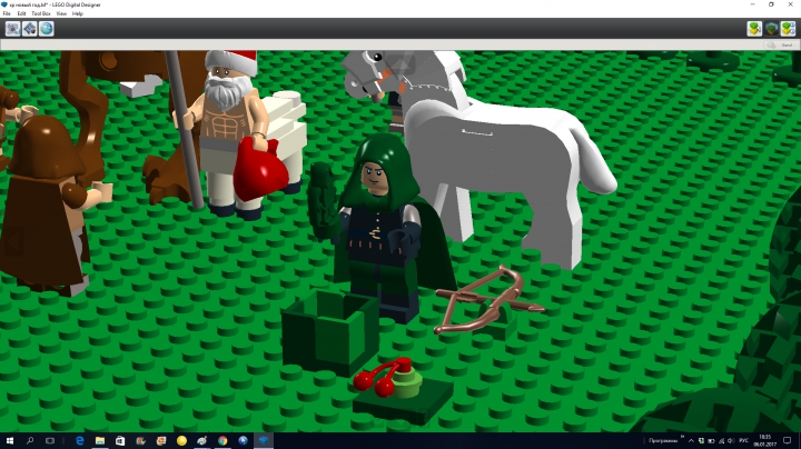 LEGO MOC - New Year's Brick 2017 - Новый год на зелёных равнинах.: Особая проработка - снайпер с открытым подарком. Снайпер более всего походит на оригинального снайпера из игры.