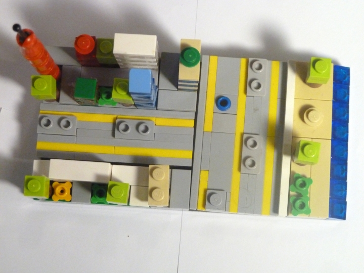 LEGO MOC - 16x16: Micro - Годод Солнечногорск на реке Волшебная.: Вид сверху, без машин.