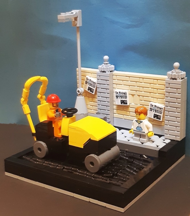 LEGO MOC - LEGO-конкурс 16x16: 'Все работы хороши' - Машинист асфальтового катка: Общий вид работы.