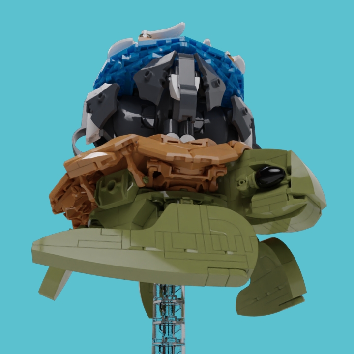 LEGO MOC - LEGO-конкурс 16x16: 'Иллюстрация' - Храбрые рептилионавты: «     Ну, вообще-то, тут философы заблуждаются. На самом деле Великий А'Туин оттягивается на полную катушку.<br />
<br />
     Великий А'Туин – это единственное существо во вселенной, которое абсолютно точно знает, куда оно направляется.»‎