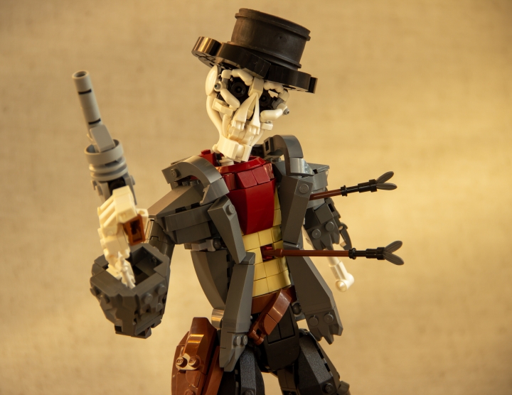 LEGO MOC - LEGO-contest 16x16: 'Western' - Король прерий: <div style='text-align:left'>  Скелет покачал головой и вдруг впился взглядом в сумку Билла. из нее торчало горлышко бутылки<br><br><br />
  - О, у тебя выпивка есть!<br><br><br />
  - Ты... пьешь?<br><br><br />
  - Ну конечно же нет! Я скелет! За меня выпьешь ты!<br><br><br />
  Билл недоуменно уставился на скелета.<br><br><br />
  - Ну что пялишься? Я чертовски давно не напивался. Поэтому ты будешь пить и описывать мне свои ощущения!<br><br><br />
  Билл вытащил бутылку. Она была полной, так что на пьяные галлюцинации происходящее точно списать было нельзя. </div>