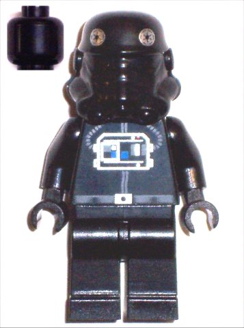 Bricker - LEGO Minifigs - sw035b TIE Interceptor Pilot (Black Head)