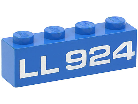 Bricker - Pièce LEGO - 3010p924 Brick 1 x 4 with White 'LL924' Pattern