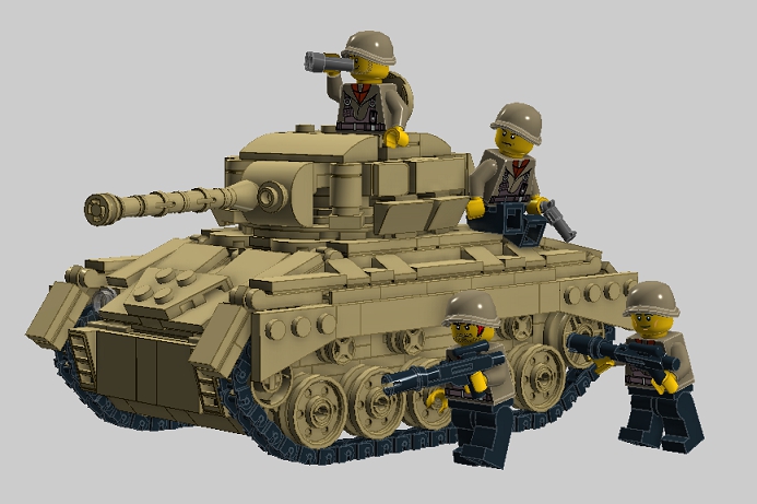 LEGO MOC - LDD-contest '20th-century military equipment‎' - Light Tank M24 'Chaffee': Танк перемещается на огневую позицию вместе с пехотой... (если надоело идти пешком, можно просто сесть на танк и продолжить движение)