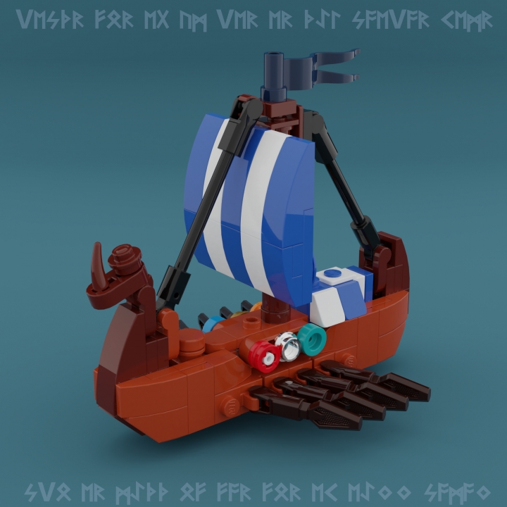 LEGO MOC - 16x16: Micro - На пути в Бьярмаланд: </i></center><br />
Но суда скандинавов быстры - крепкий парус и сильные весла часто уносят их прочь от любых морских гадов. <br />
<i><center>