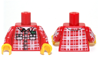 Bricker - Pièce LEGO - 973pb0928c01 Torso Plaid Shirt with Buttons, Pockets  and 'Kel' Pattern / Red Arms with Plaid Shirt Pattern / Yellow Hands